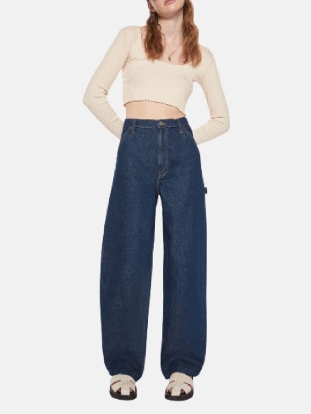 MOTHER Wide-Leg High-Rise Jeans in Deep Indigo